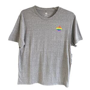 Rabbit Remix Running Tee Mens M Charcoal Rainbow Logo Performance Shirt NWT